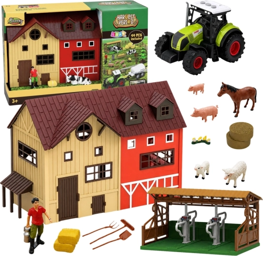 Farm Set with Barn, Tractor and Animals, 44 Pieces with LED