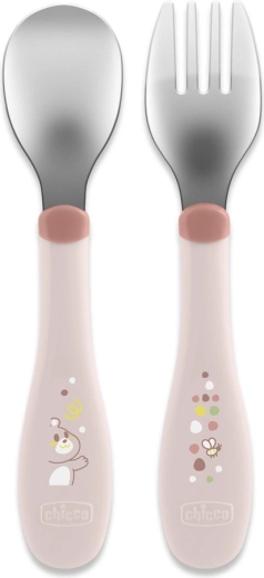 Chicco couvert enfant en inox rose (à partir de 18 mois)