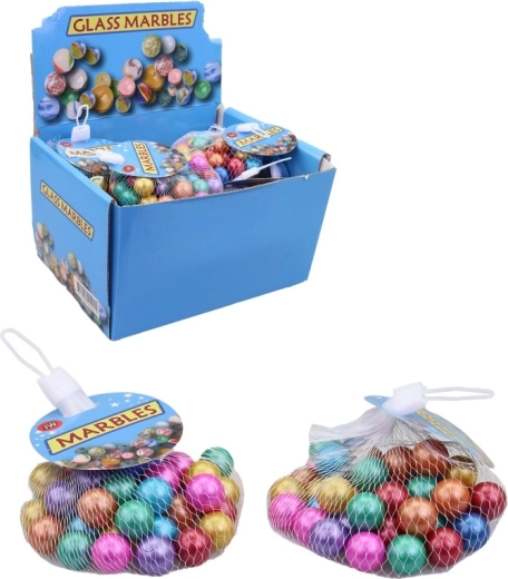 Colorful marbles for play 40+1 in a mesh bag