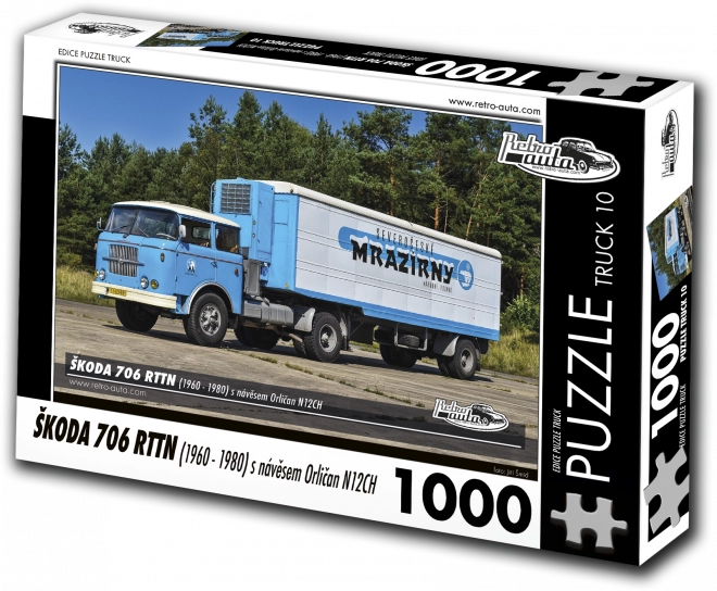 Puzzle Retro-Auta Škoda 706 RTTN avec remorque Orličan N12CH 1000 pièces