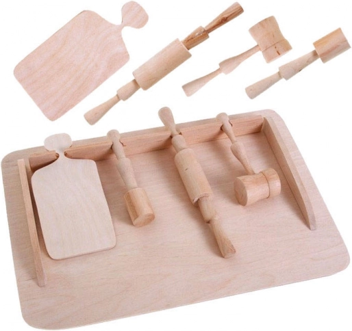 Houten deegplank met keukengerei voor kinderen