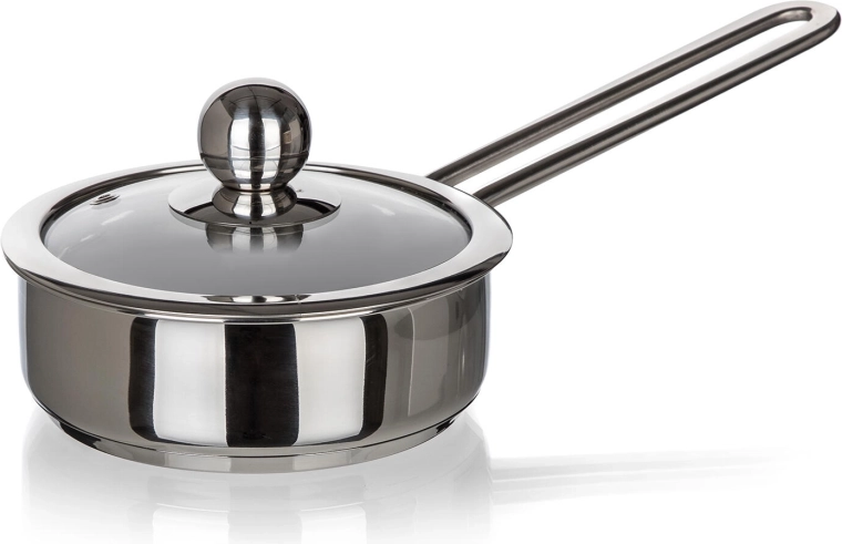 Stainless steel saucepan with glass lid 0.75 l PICCOLO, 14 cm
