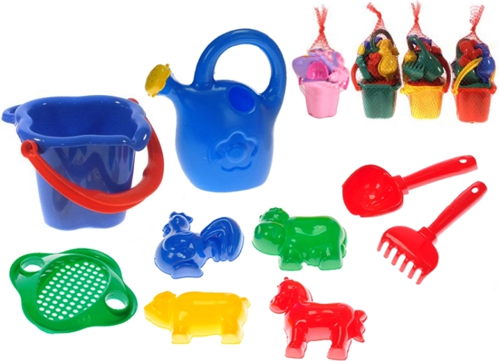Ensemble de plage pour le sable avec arrosoir, 9 pièces dans un filet