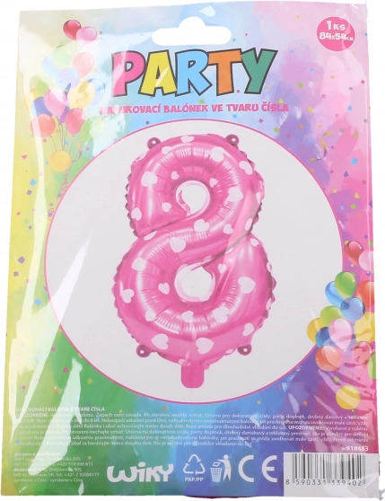 Opblaasbare ballon cijfer 8 roze met hartjes