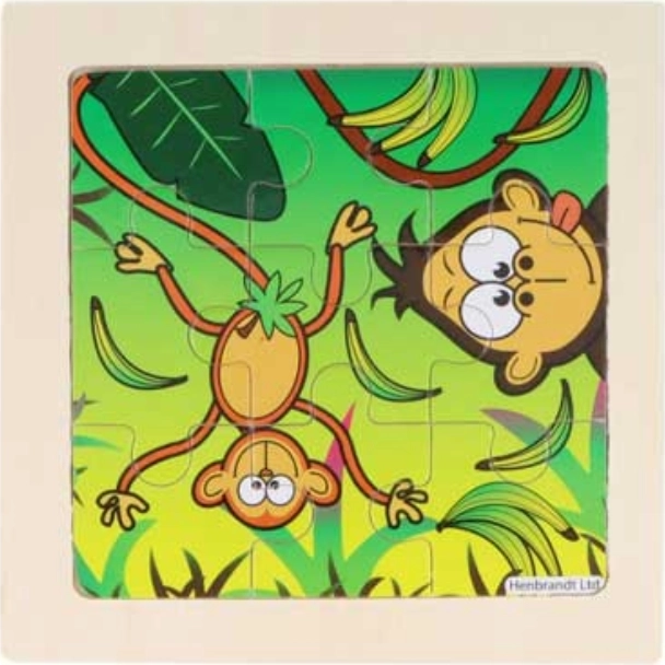 Wooden Jungle Puzzle with Monkeys, 9 Pieces
