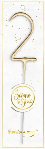 Sterretje cijfer 2, 16,5 cm, goud