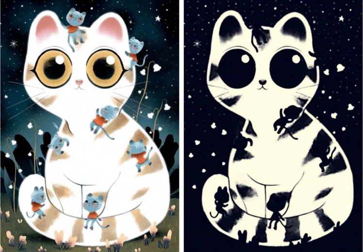 DJECO Gloeiende puzzel Knuffelige katten 50 stukjes