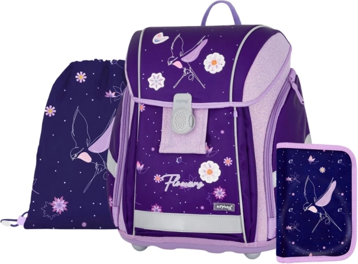 Ensemble scolaire 3 pcs Premium Light Flowers – cartable léger, sac et trousse