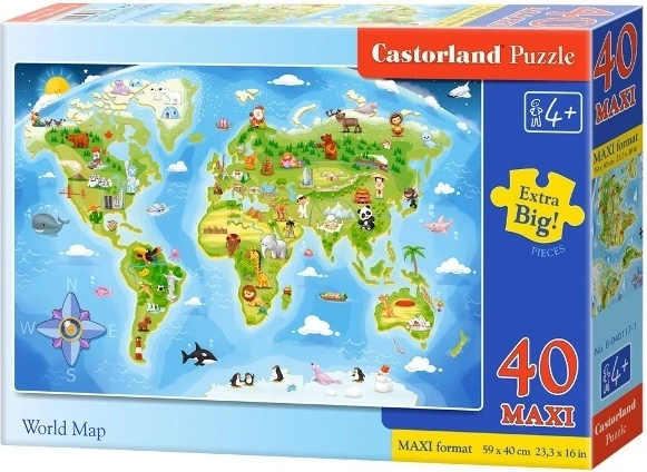 Puzzle Castorland carte illustrée du monde MAXI 40 pièces