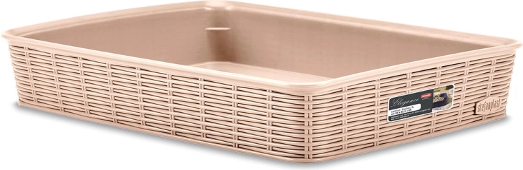Elegance basket, beige plastic 35.5 × 26 × 6 cm