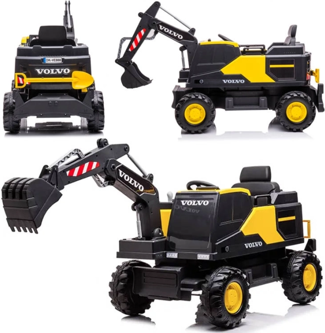 Children's Battery-Powered Volvo Excavator with Movable Bucket – Yellow