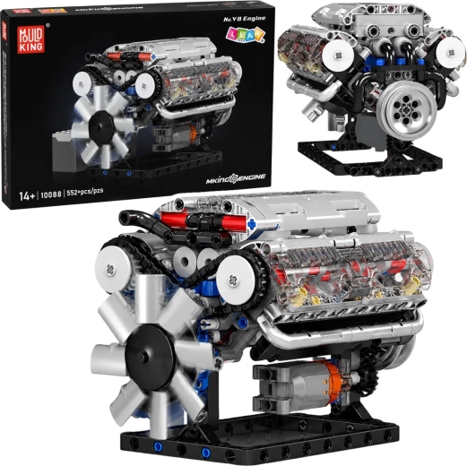 Kit de construction moteur mécanique V8 avec pistons mobiles (552 pièces)