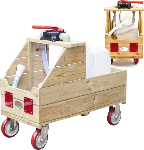 Houten verrijdbare irrigatiewagen met handpomp CLASSIC WORLD EDU