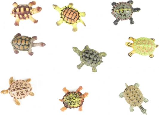 Set of 9 Plastic Turtles