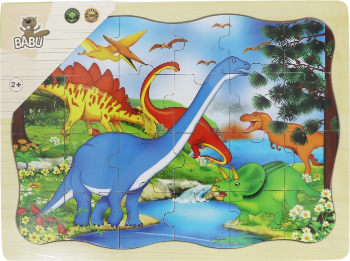 Babu puzzle en bois dinosaures 24 pièces