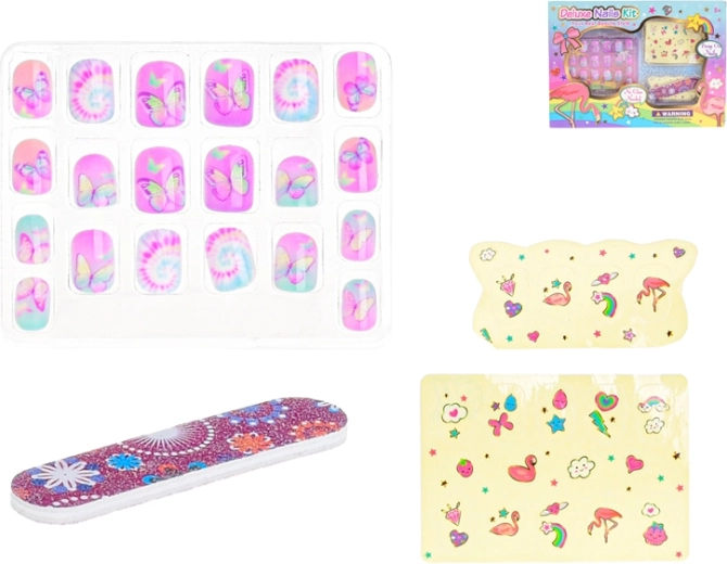 Kit de faux ongles autocollants pour enfants avec stickers et lime