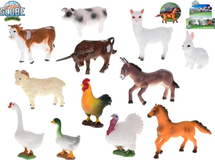 Kids Globe Farming set de petits animaux de ferme en plastique – 12 espèces