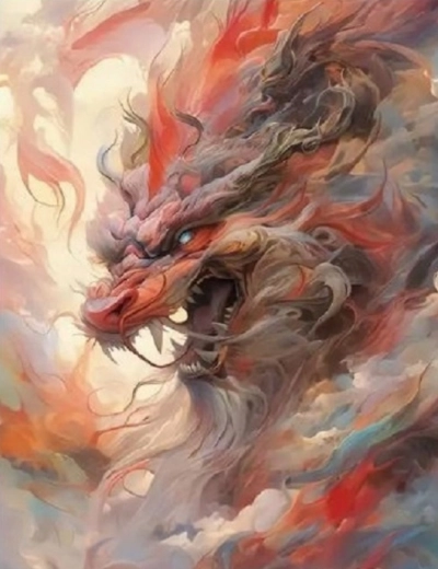 Diamantschilderen Rode Draak 30 × 40 cm