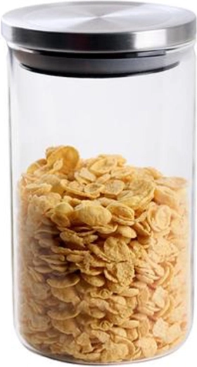 Glass jar with stainless steel lid TORO 950 ml made of borosilicate glass