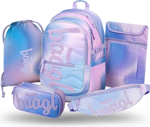 Baagl set Core Sky 5-en-1 : sac à dos scolaire, trousse, sac de sport, banane et housse pour ordinateur portable