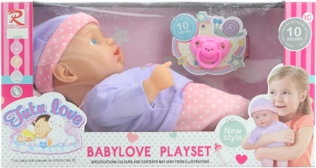 Baby met geluiden en een zacht lijfje, 27 cm