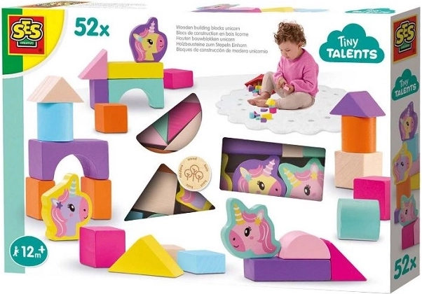 Blocs en bois SES Licorne – 52 pièces