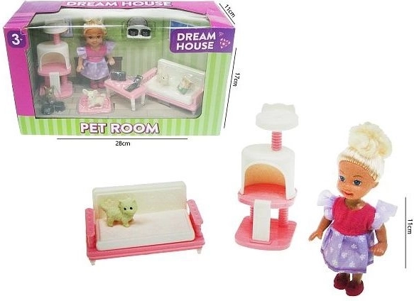Poupée 11 cm avec animal et accessoires