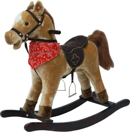 Schommelpaard lichtbruin met geluiden en bewegende bek