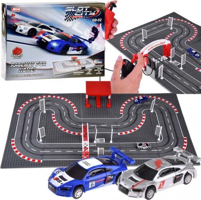 AUDI racebaan met afstandsbediening, 2 auto's, USB-voeding
