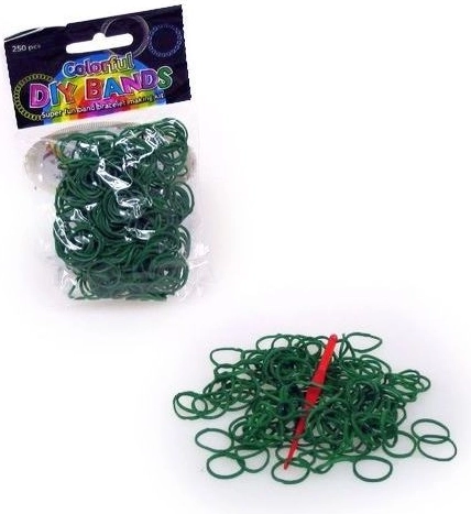 Set of elastic rubber bands for weaving jewelry, dark green, 250 pcs