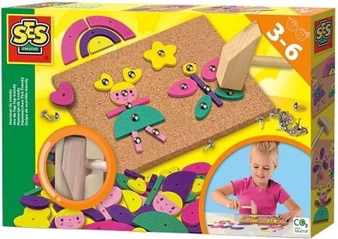 SES kurkbord met hamertje – creatieve set