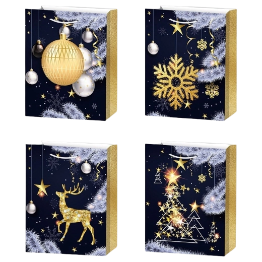 Sac cadeau en papier M vœux de Noël 26 × 32 × 10 cm