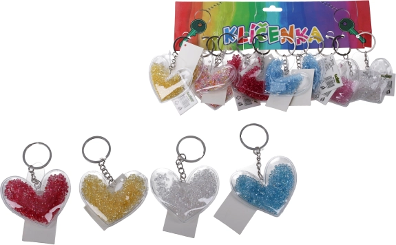 Heart-shaped keychain with colorful stones