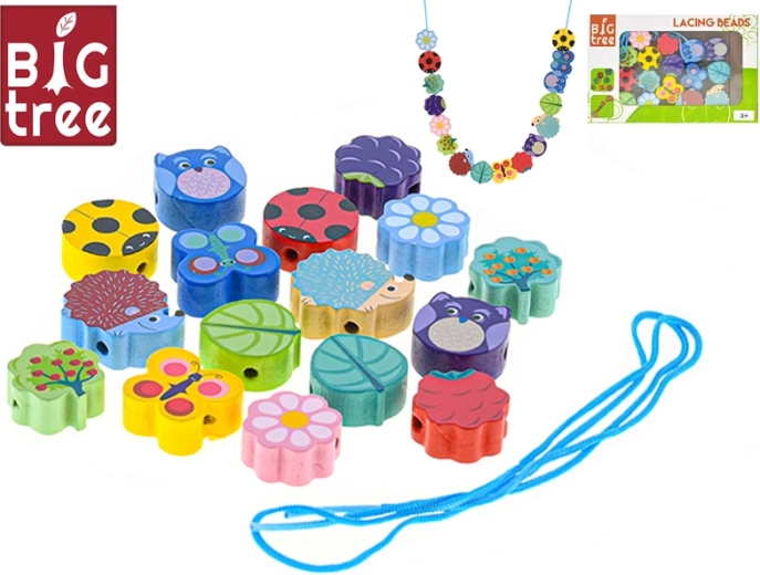 Big Tree Wooden Lacing Beads – set of 17 pieces