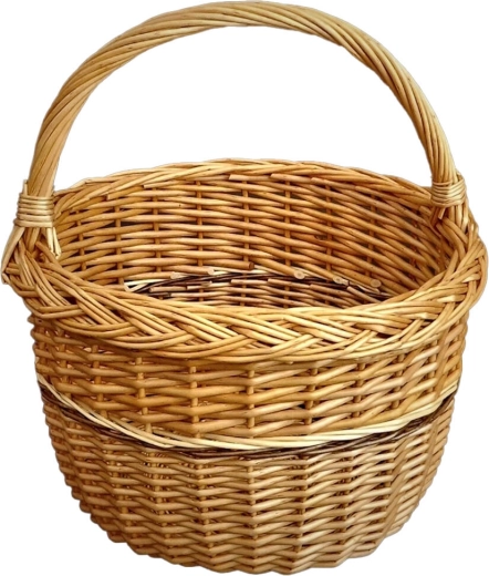 Panier d’achats rond en osier verni 29 × 34 cm