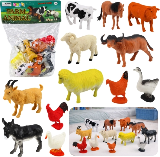 Set de figurines d’animaux de ferme, 12 pcs