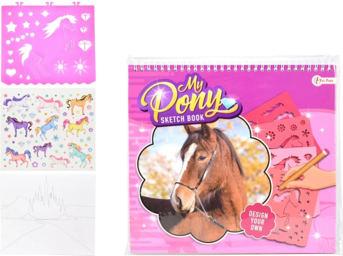 Creative sketchbook with accessories and stencils MY PONY 26 cm