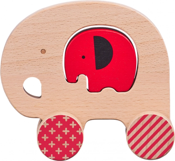 Wooden pull-along elephant with baby elephant PETIT COLLAGE