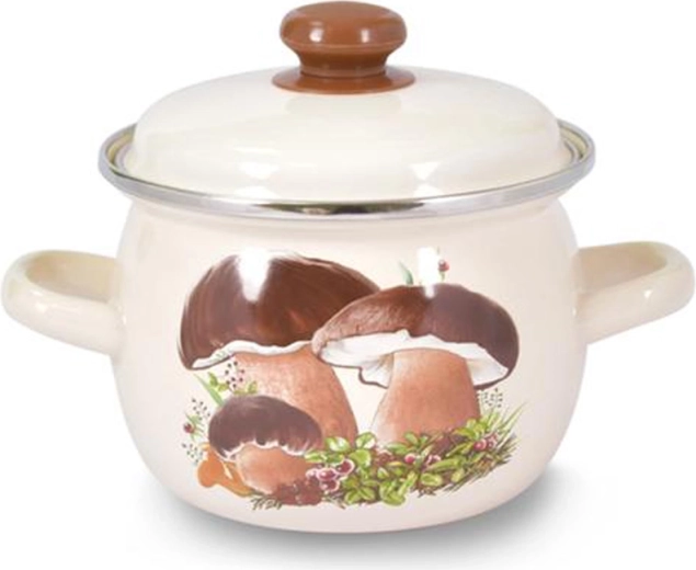 Bulky enamel pot with lid 3.5 l Mushrooms