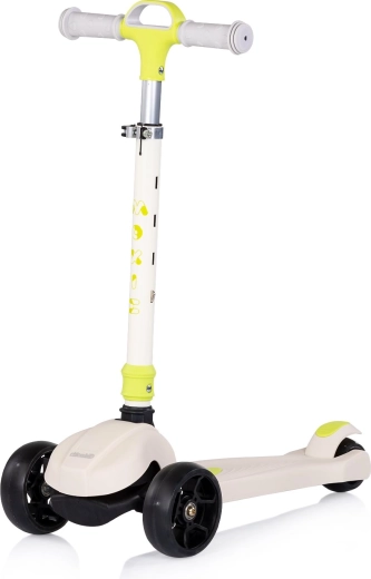 Children's three-wheel scooter with LED wheels and folding Chipolino Moxie – white/lime