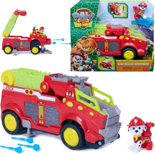 PAW Patrol Dino Rescue Responder – Marshall’s Fire Truck with Figure and Projectiles (25 cm)