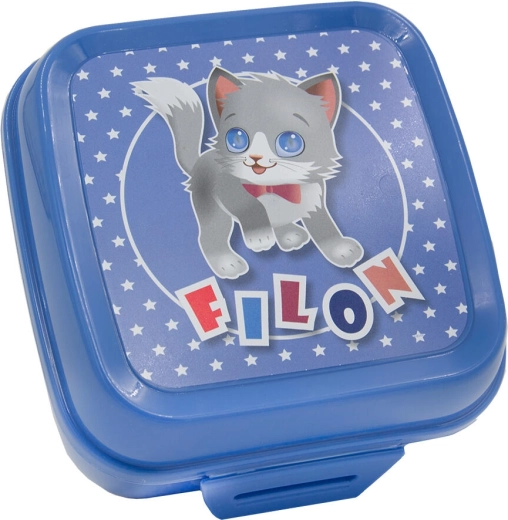 Snack box with click closure 12.5 × 12.5 × 8 cm – plastic, mix of colors