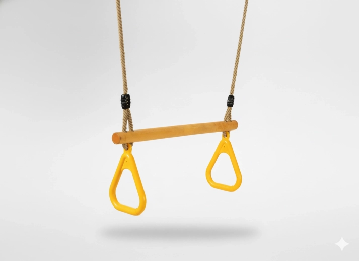 Balançoire trapèze en bois pour enfants avec poignées triangulaires 3,5 × 40 × 110 cm