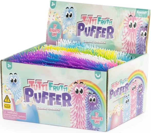 Shaggy wind-up caterpillar Tutti Frutti with light 28 cm