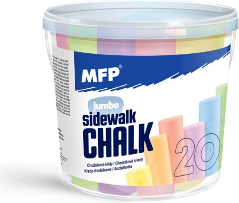 Round sidewalk chalk in a bucket - 20 pcs mixed colors