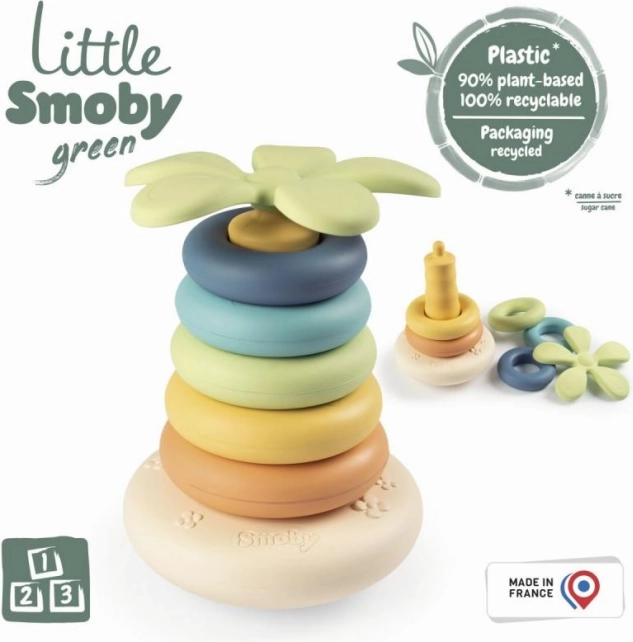 Little Smoby Green pyramide à anneaux empilables en bioplastique