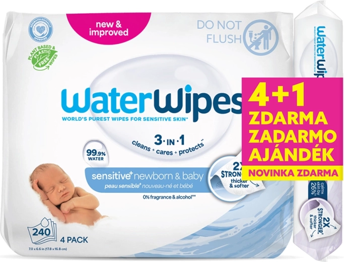 WaterWipes moist wipes 4×60 pcs + Soothing Clean 60 pcs free