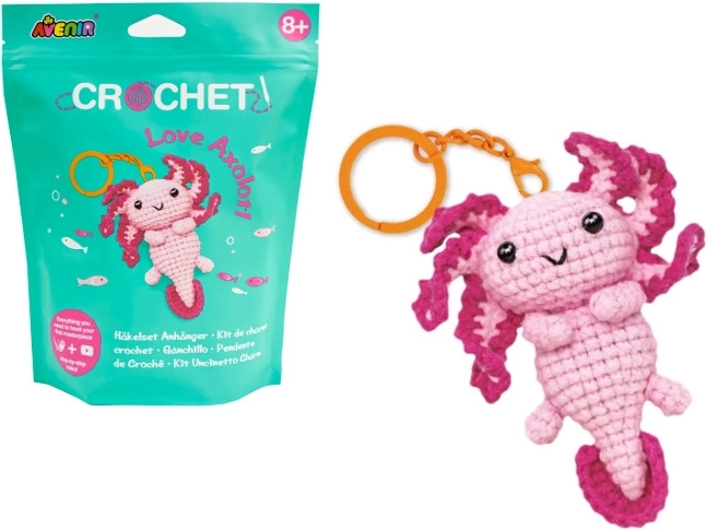 Crée ton propre porte-clés axolotl au crochet – kit créatif
