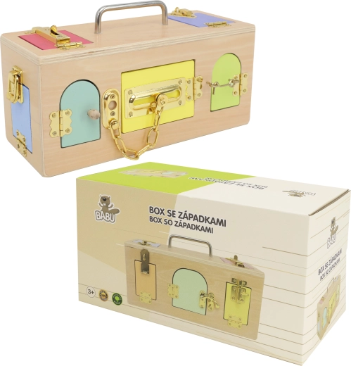 Educational wooden box with latch system BABU