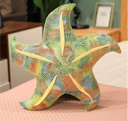 Groene pluche zeester kussen 20 cm